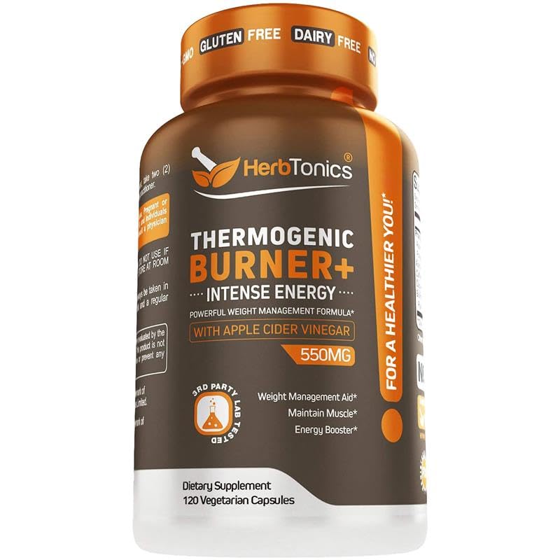 Herbtonics Thermogenic Supplement TEN Metabolic Health " GLP-1 Support for Men " Women TEN Clean Energy " Mental Focus ANTE ACV, Green Tea Extract " Caffeine TEN 120 Veg Capsules