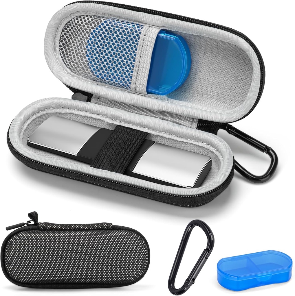 Caso para KardiaMobile 1L 6L Monitor de EKG personal, caja de carga de viaje duro para AliveCor Kardia Heart Monitor EKG/ECG, Portable Heart Rate Monitor Bag Storage Organizer with Pill Box & Carabiner Clip