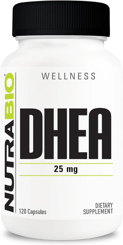 NutraBio DHEA Supplement- for Men and Women- DHEA (25 mg) 120 Capsules