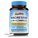 Magnesio Complejo de Magnesio Suplemento 6 en 1, 1160mg Magnesio Chelated para Max Absorción, Ayuda con mejor sueño, relajación &amp; Nerve Calm, 120 cápsulas Vegan, no GMO &amp; Gluten Gratis