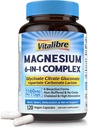 Magnesio Complejo de Magnesio Suplemento 6 en 1, 1160mg Magnesio Chelated para Max Absorción, Ayuda con mejor sueño, relajación &amp; Nerve Calm, 120 cápsulas Vegan, no GMO &amp; Gluten Gratis