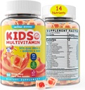 Gummies multivitamínicos para niños con hierro, azúcar libre, vitaminas diarias para niños + probióticos, Algae Omega 3 (EPA/DHA), A, C, D, Metil B12, Folate, B6, Zinc, Biotin, para el crecimiento saludable, Immune Support, 60 Conde