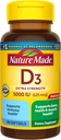 Nature Made Vitamina D3 5000 UI (125 mcg) Softgels, Extra Strength Vitamin D Suplemento para Bone e Immune Health Support, 180 Conde, 180 Day Supply