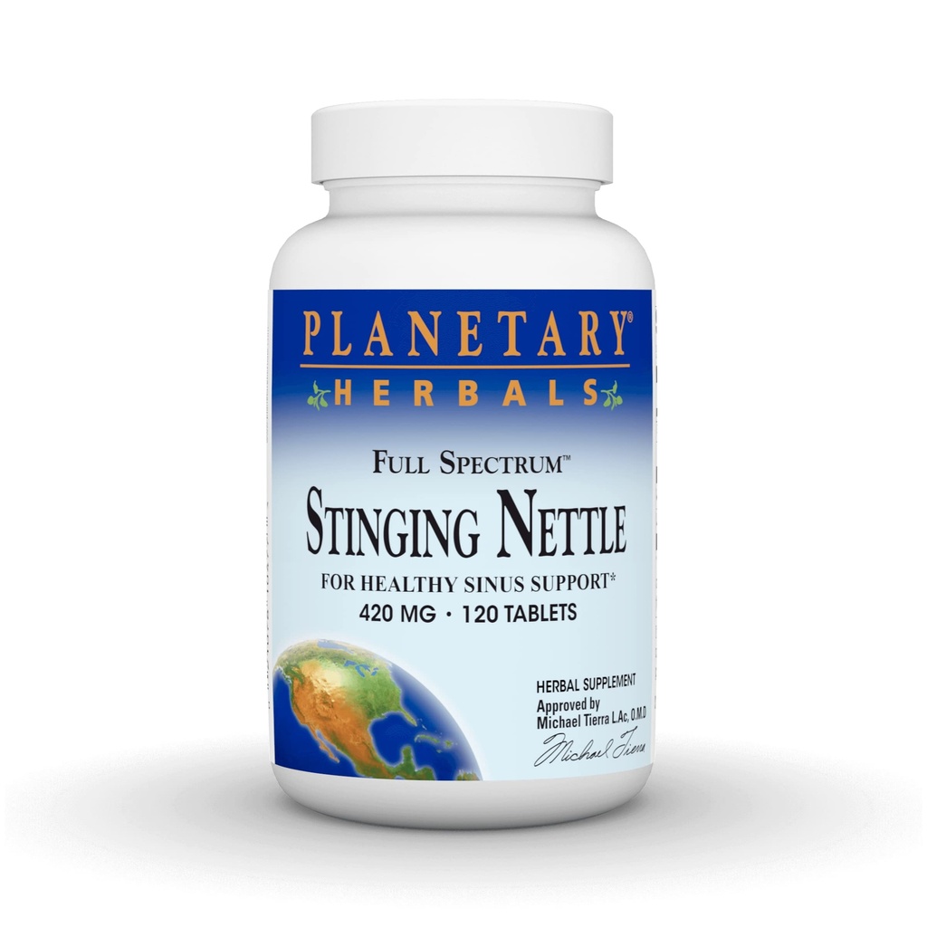 Planetary Herbals Full Spectrum Stinging Nettle, for Healthy Sinus Support* 420mg - 120 Tablets