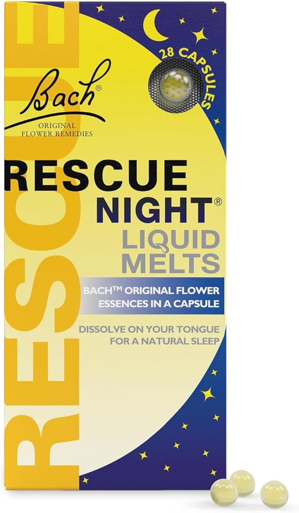 Bach RESCUE SLEEP Liquid Melts, Natural Orange Vanilla Flavor, Natural Sleep Aid, Stress Relief, Homeopathic Flower Essence, Gratis de Melatonin, Gluten & Sugar, Non-alcohol, Non-Narcotic, 28ct.