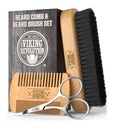 Vikingo juego de pincel de barba de la revolución para hombres - cepillo de brisa natural y doble acción Pear Wood Comb w/Velvet Travel Pouch - Ideal para guardar barbas y bigotes