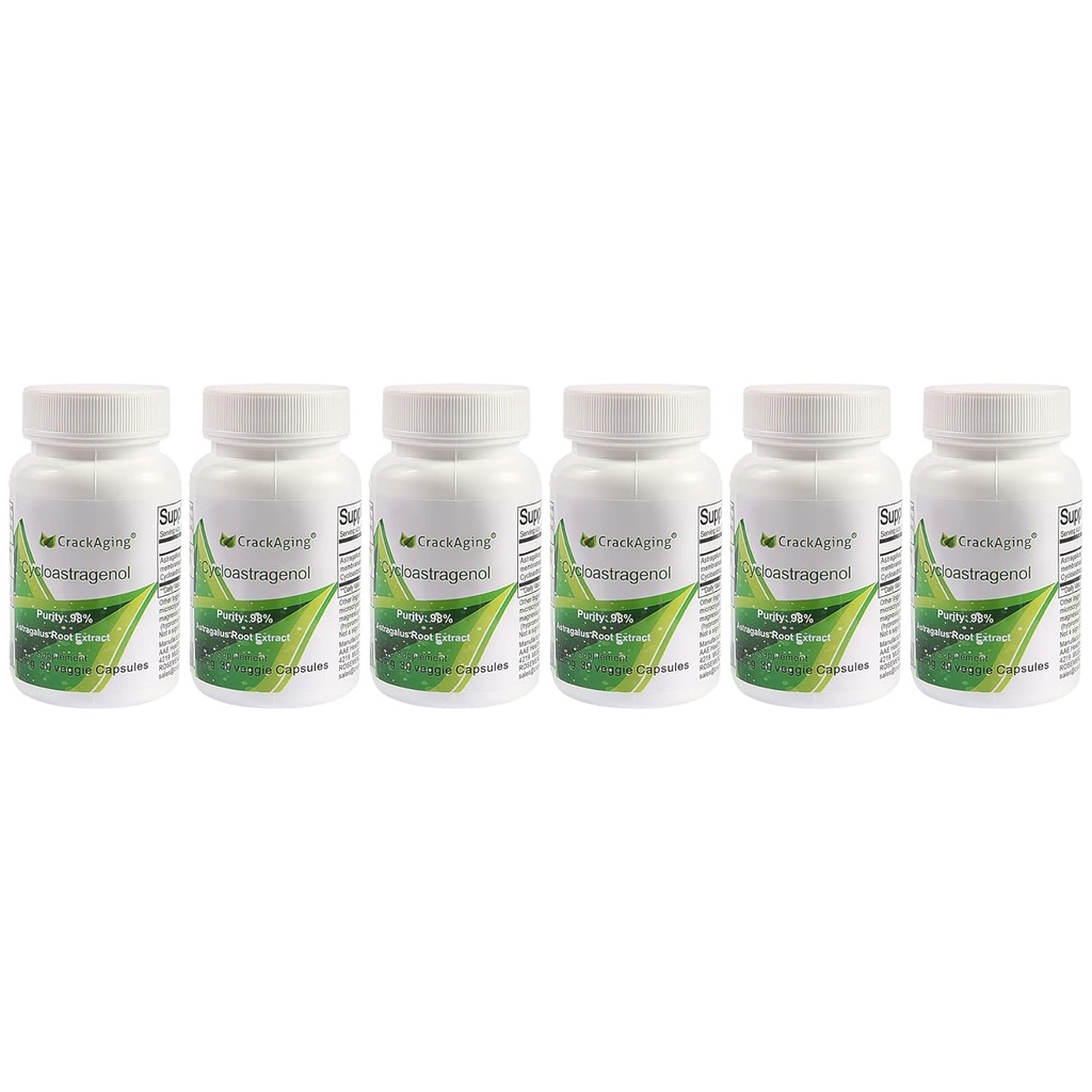 Crackaging Super-Absorption Cycloastragenol 98% 25mg/Cap 180 Caps in 6 Bottles Immune Support Telomerase/Telomere ← Envejecimiento saludable ← Protección antioxidante Suplemento