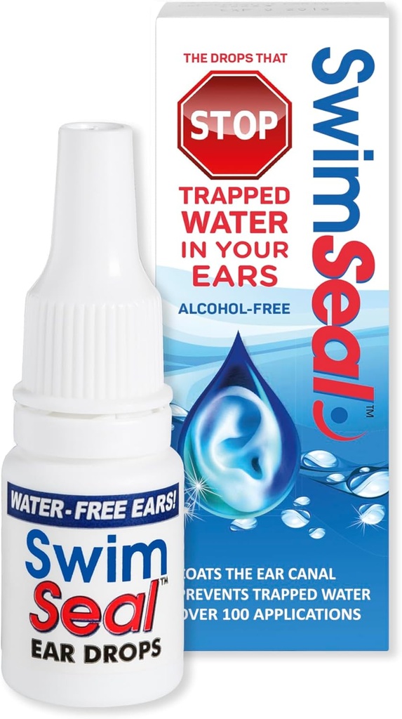 SwimSealTM All Natural Swimmer's Ear Drops for Daily Use Más que las gotas de alcohol o los tapones. La solución para tus oídos para toda la exposición al agua para todas las edades.