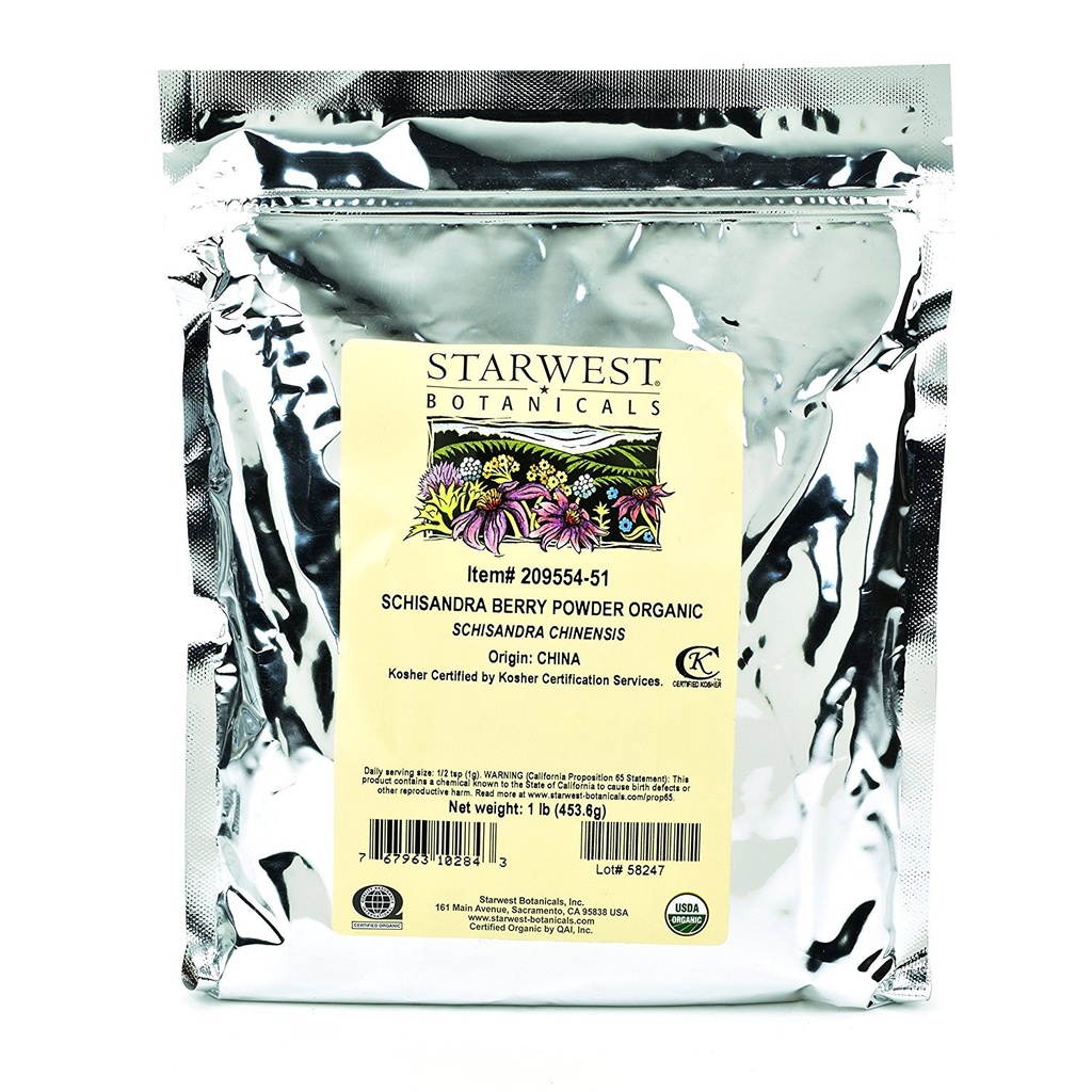 Botánica de Starwest Polvo de Berry Schisandra Orgánico, 1 Libra