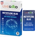 LIVEGOOD Metileno Azul – Metileno Azul para los seres humanos, Suplementos cerebrales para la memoria y el foco, Claridad & energía cognitiva, Apoyo cerebral nootrópico, Hecho en EE.UU., 15 tiras orales con 20 mg