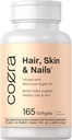 Coera Hair, Skin and Nails Vitaminas  165 Softgels ← Biotina, Collagen " Marruecos Argan Oil ← Non-GMO " Gluten Free Supplement for Hombre and Women