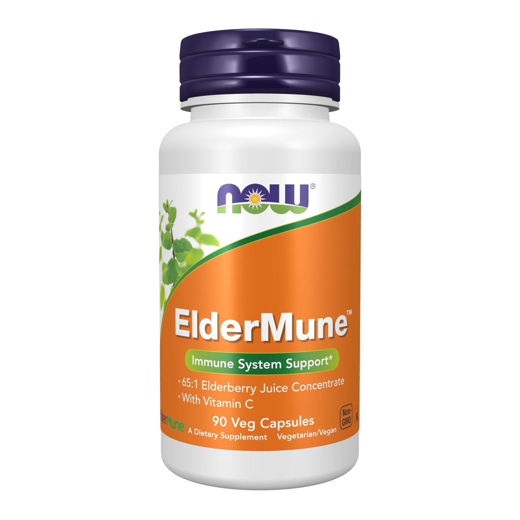 AHORA Alimentos Suplementos, ElderMune 65:1 Elderberry Juice Concentrate with Vitamin C, Immune System Support, 90 Veg Capsules