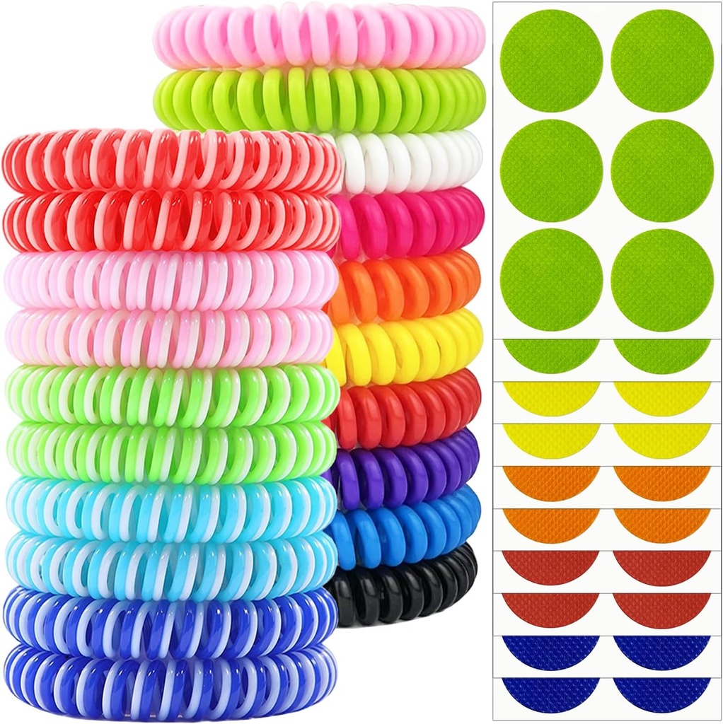 Pulseras Repelentes Mosquito 20 Pack, Bandas Repelentes Mosquito con 60 Pcs Mosquito Repelente Pegatinas Patches, Wristbands Repelente Insecto Gratis DEET para Adultos Niños