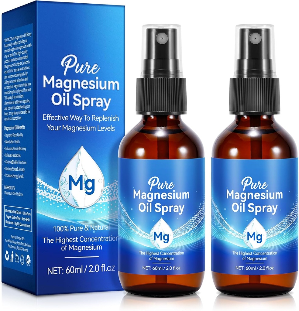 Pulverizador de aceite de magnesio puro, Óleo de magnesio óptico con aceite de cloruro de magnesio concentrado 4 fl oz