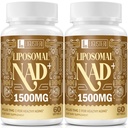 1500 MG Liposomal NAD+, 98%+ Absorción, NAD+ Suplemento para Mujeres y Hombres con TMG, para la Defensa del Envejecimiento, Energía Celular, Función cerebral del corazón, Longevidad, 120 Softgels