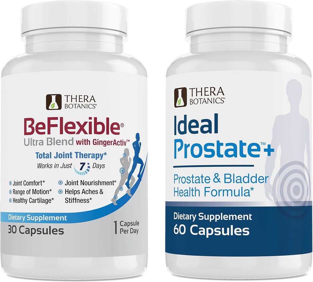Therabotanics BeFlexible Ultra Joint Support Suplemento y Ideal Prostate Powerful Prostat Suplemento para Hombres Bundle