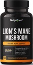 Natgrown Lions Mane Mushroom Supplement Capsules - Organic Lion's Mane Extract Nootropic Brain Supplement for Men &amp; Women - Promotes Mental Clarity, Focus, and Memory - Vegan Pills