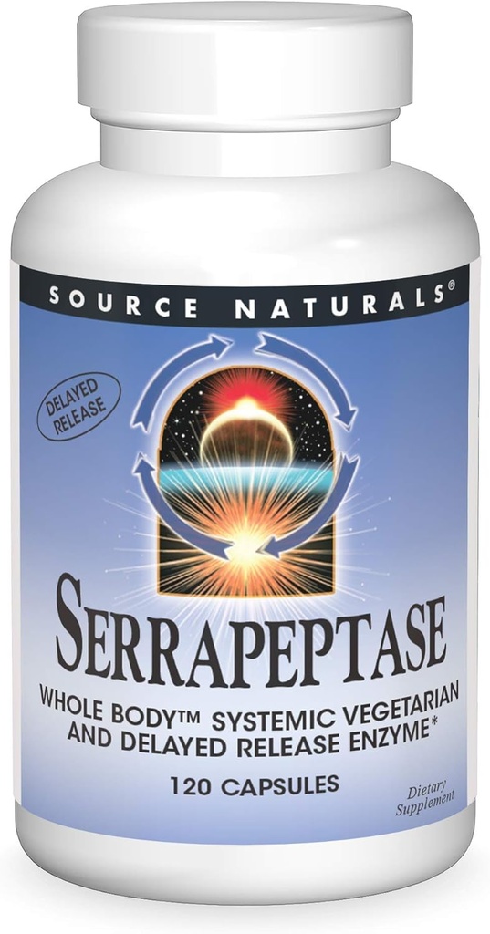Fuente Natural Serrapeptase - Delayed Release Enzyme - 120 Vegetarian Capsules