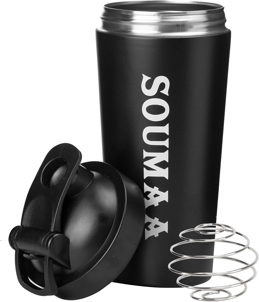 Botella de agitador de acero inoxidable aislado con mezcla de alambre Ball-24oz Botella de afeitado aislado para polvos de proteína brillante, mezcla de smoothie, mezcla de suplementos y para ejercicios previos