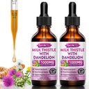 2 Pack Milk Thistle Liquid Drops - Liver Cleanse Detox & Repair - 1000mg Milk Thistle Supplement for Liver Support, Silymarin Liver Supplement for Liver Health, Vegan, Non-GMO, 4 Fl Oz