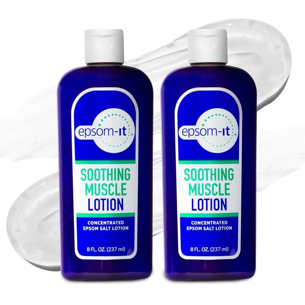 EPSOM-IT Soothing Muscle Lotion - Epsom Salt Magnesium Sulfate Cream Arnica for Muscle Stiffness, Topical Magnesium Lotion, Provide Comfort for Legs, Knee and Feet, 8.0 oz., 2-Pack