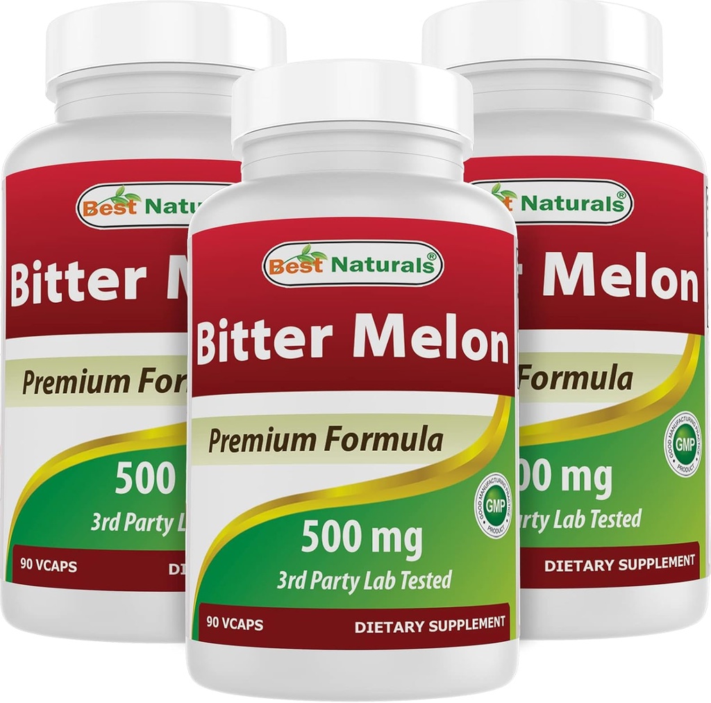 Best Naturals Bitter Melon 500 mg 90 Vcaps (90 Cuenta (Pack of 3))