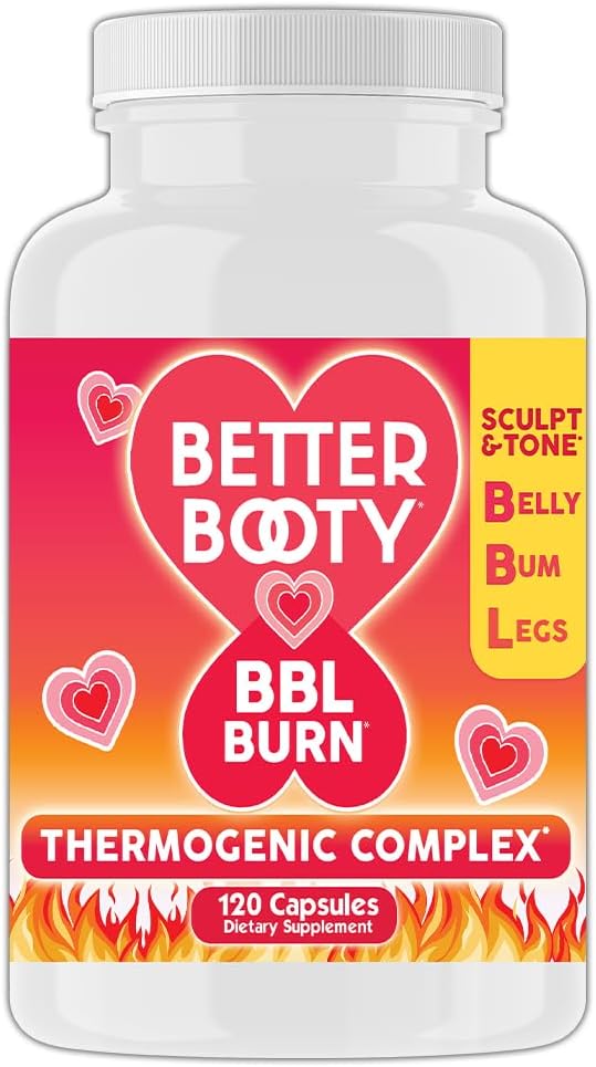 Mejor Booty BBL Burn Thermogenic Complex Capsules, Tone & Sculpt Belly, Bum + Legs w. Garcinia Cambogia, Guarana, Green Tea Ext, ALA, &amp; Cayenne Pepper Supplement (120ct, 60 Servings)