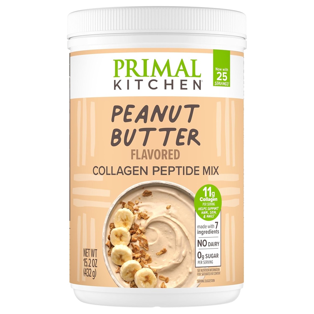 Cocina Primal Manteca de maní Flavor Collagen Fuel® Bebida Mix, Peptides Collagen, No lácteos, 14.3 onzas