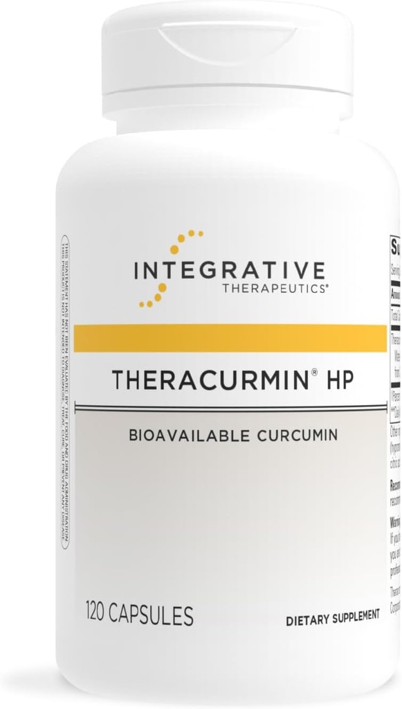 Terapéutica Integrativa Theracurmin HP - Suplemento Turmérico para el Corazón &amp; Soporte Conjunto de Salud* - Apoyo a la recuperación del músculo* - No soy, sin lácteos &amp; sin gluten - 120 cápsulas (60 piezas)