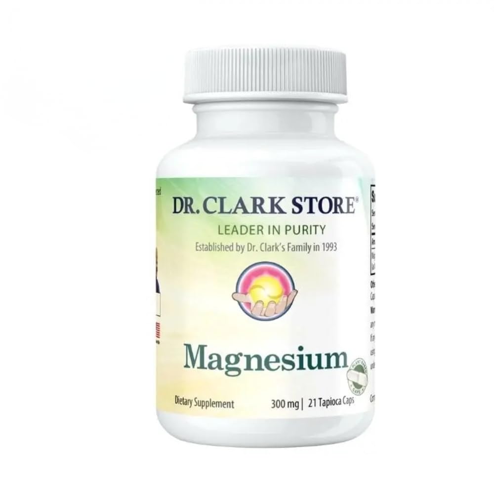 Dr. Clark Store Magnesium – 300mg, 21 Capsules de Tapioca Vegetariano, apoya la salud ósea, regula el ritmo cardíaco " promueve el tono muscular saludable