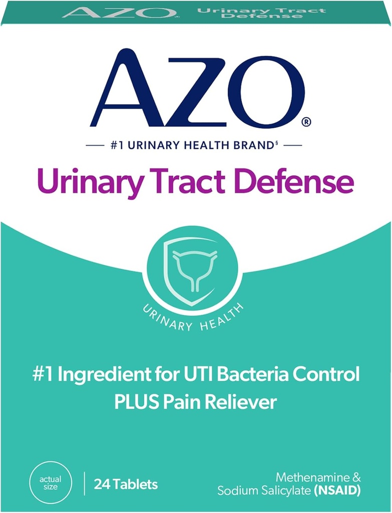AZO Urinary Tract Defense Antibacterial Protection, FSA/HSA Eligible, Ayuda a controlar una UTI hasta que pueda ver a un doctor, de la marca de salud urinaria más confiada, 24 Cuenta (Pack de 1)