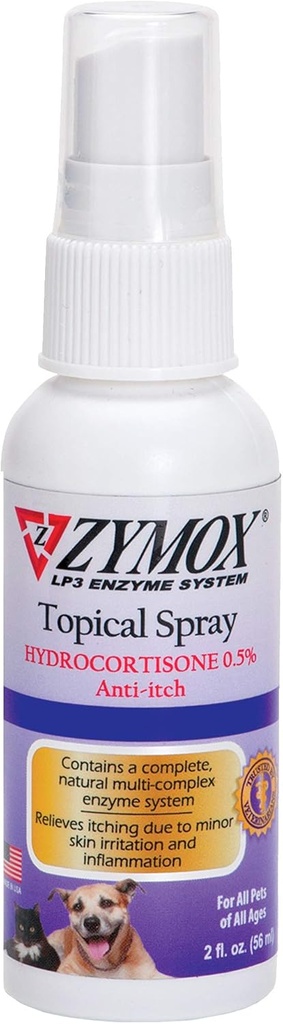 Zymox (OTC) Spray w/Hydrocortisone 0.5% , 2 Fl. Oz (Pack of 1)