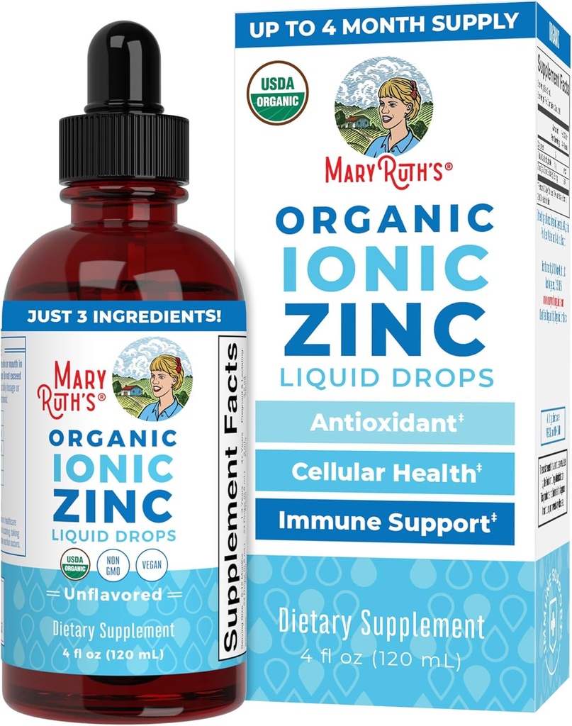 MaryRuth Organics Zinc Supplements for Immune Support ← Ionic Zinc for Kids &amp; Adults TEN Liquid Zinc Supplement ← 40 Day Supply ← Skin Care Supplement ← Vegan TEN Gluten Free TEN Glycerin Based TEN 4 oz
