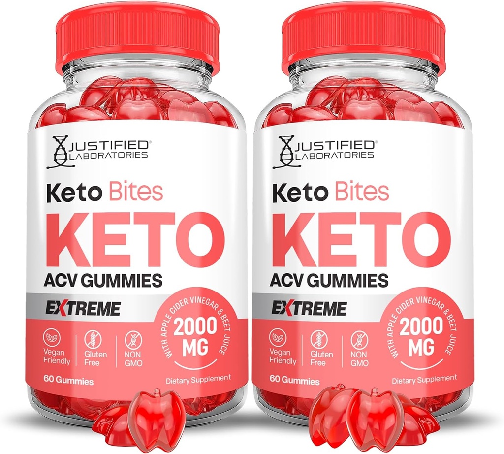 (2 Pack) Keto Bits Keto ACV Gummies Extreme 2000MG Keto Bites Keto Gummies Apple Sider Vinegar Formulado con Pomegranate Beet Juice Powder B12 Vegan Non GMO 120 Gummys