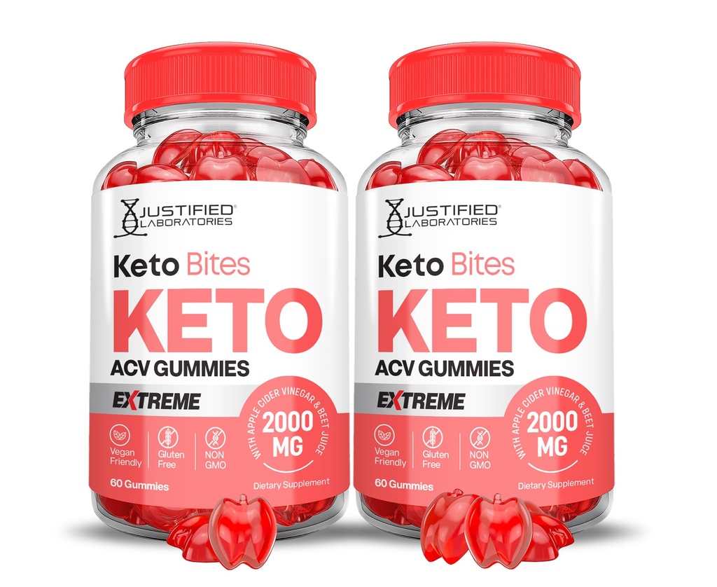 (2 Pack) Keto Bits Keto ACV Gummies Extreme 2000MG Keto Bites Keto Gummies Apple Sider Vinegar Formulado con Pomegranate Beet Juice Powder B12 Vegan Non GMO 120 Gummys