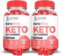 (2 Pack) Keto Bits Keto ACV Gummies Extreme 2000MG Keto Bites Keto Gummies Apple Sider Vinegar Formulado con Pomegranate Beet Juice Powder B12 Vegan Non GMO 120 Gummys