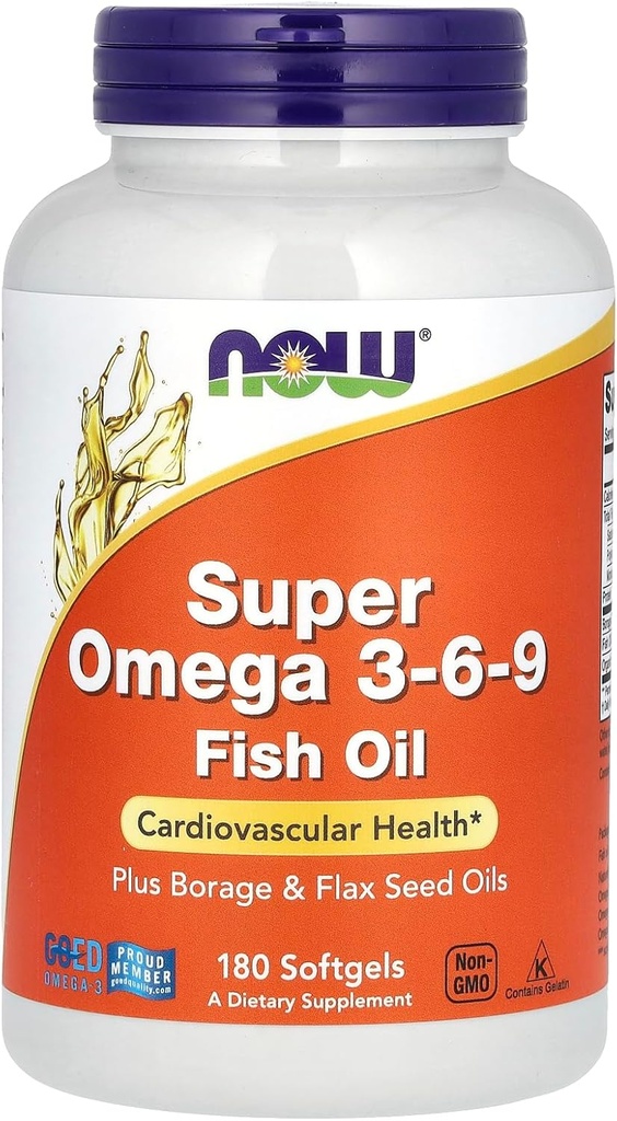 Ahora Foods Super Omega 3-6-9 Soft-gels, 1200Mg, 180-Count