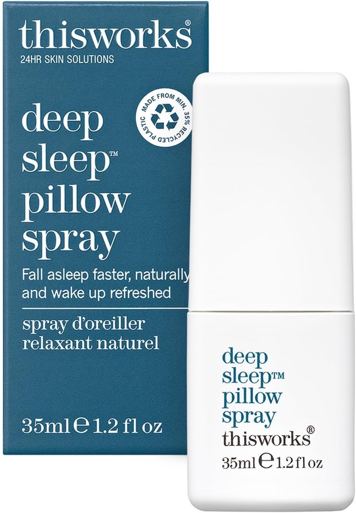 THISWORKS Deep Sleep Pillow Spray – Fast-Acting Natural Formula with Lavender for Relaxation and Restful Sleep – 35 ml (1.2 fl oz) Mini Travel Size