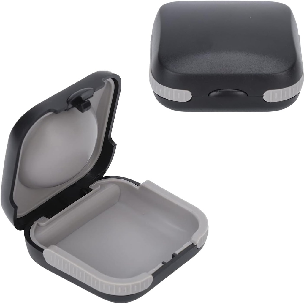 Caso protector para audífonos de viaje Hard Small Splashproof 2.16"*2.04"*0.39" Cushioned Interior for 2 Hearing Aids, ITE, RIC, CIC (Black)