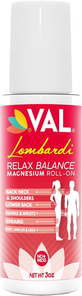 VAL Lombardi Magnesium Roll-On 3oz Ø Zechstein Magnesium + Arnica  durable Joint &amp; Muscle Relief for Back, Neck, Legs &amp; Feet