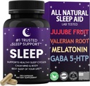 Ayuda para el sueño natural para adultos Bestando sueño de su vida Valerian Root GABA 5-HTP Melatonin 120 Non-Habit Forming Capsules Lab Tested