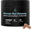 Holistic Bin Korean Red Ginseng Capsules Pure Panax Ginseng Suplemento  Vegan, Gluten Free, Non GMO, No Fillers ← Rich in Ginsenosides (40 Capsules)