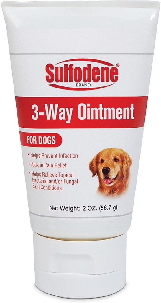 Sulfodene Dog Wound Care 3-Way Ointment, Relieves Pain &amp; Prevents Infection For Dog Cuts, Scrapes, Bites and Injuries, 2 Ounce