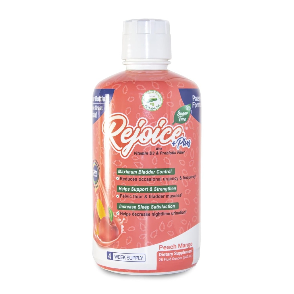 Diseños Nutricionales Control de vejiga Suplemento dietético - Contiene extracto de semilla de calabaza, azúcar Gratis Todo Natural, Rejoice+, 28 oz