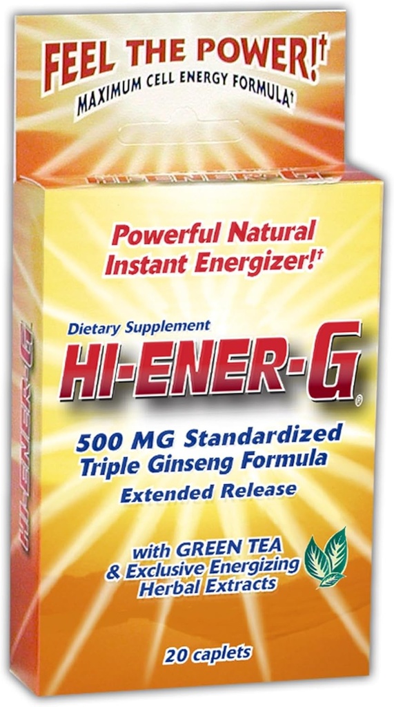 Hi-EnerG Triple Ginseng Energy Suplemento, 500 mg, 20 porciones