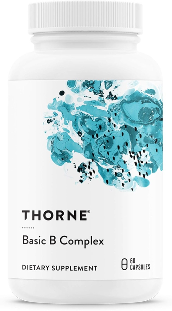 THORNE - Basic B-Complex - Tissue-Ready Vitamin B Complex Supplement with Choline - Supports Cellular Energy Production, Brain Health & Red Blood Cell Formation* - Gluten-Free - 60 Servings