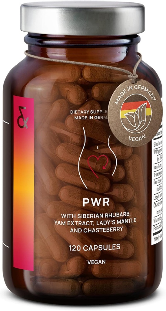 CLAV® Natural Hormon Balance for Women - PMS Relief with Siberian Rhubarb, Wild Yam & Vitex Berry - Vegan Menstrual Regulator Suplemento - 120 cápsulas