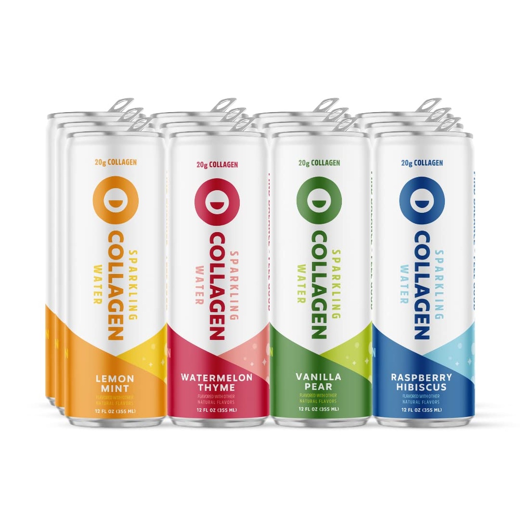 Circle Sparkling Collagen Water Variety 12-Pack. Refrescante agua deslumbrante bebida con péptidos colágeno. 20g de Collagen Peptide Protein, Sugar bajo, Keto Friendly