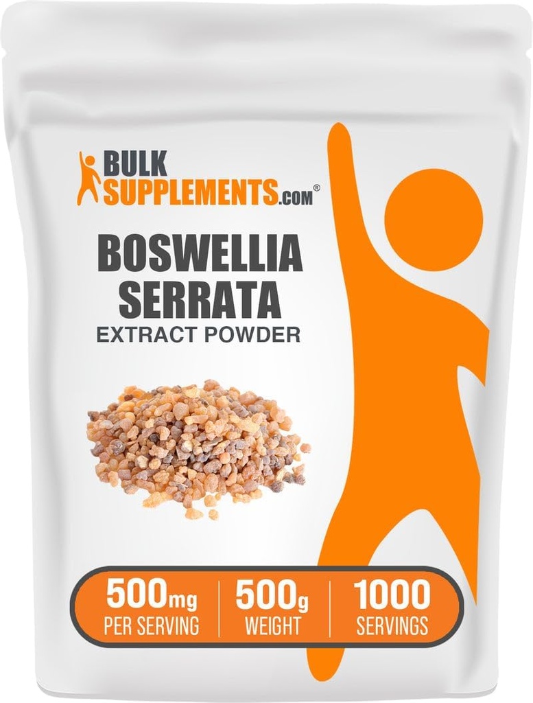 BulkSupplements.com Boswellia Serrata Extract Powder - Boswellia Supplement, from Frankincense Resin - Vegan & Gluten Free, 500mg per Serving, 500g (1.1 lbs) (Pack of 1)