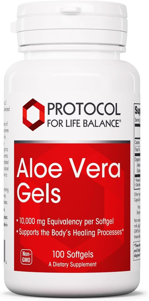 Protocolo Aloe Vera Gels - Suplemento Digestivo* - con GAGs - Vitaminas y Aminoácidos Naturalmente Ocurriendo - No GMO &amp; Halal - 100 Softgels